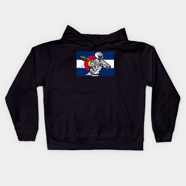 Lacrosse Colorado Flag Kids Hoodie by Marcell Autry